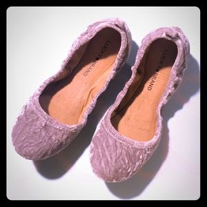 NWOB Lucky Brand Gray Velvet Flats 7.5